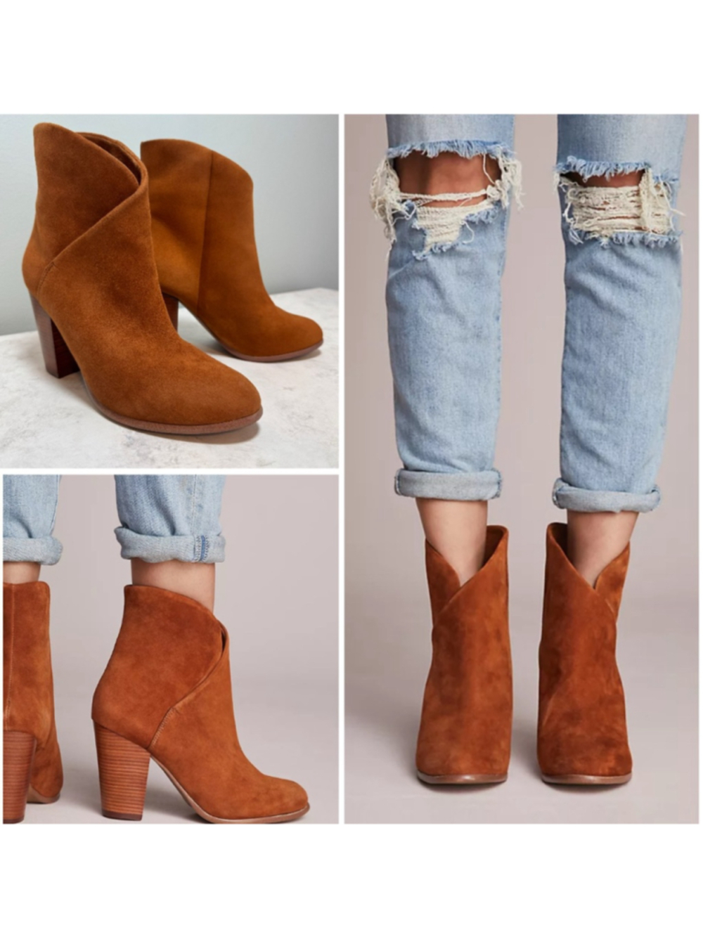 Joe's Jeans Trisha Suede Ankle Boots Brown Stacked Heel Size 7.5